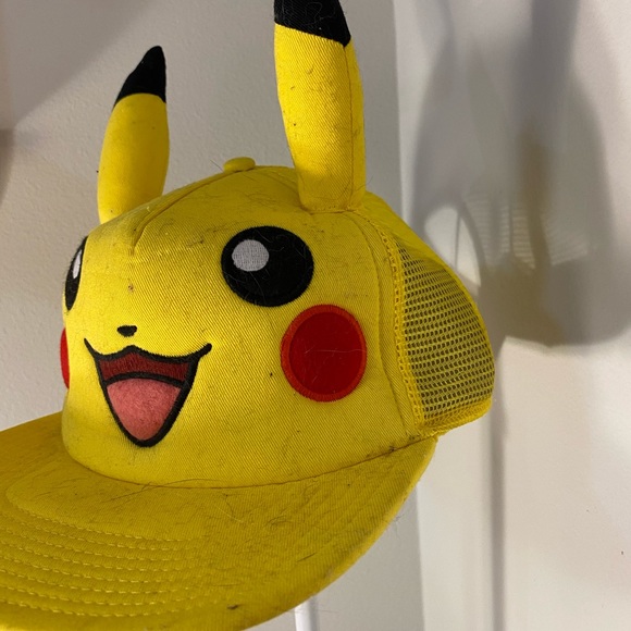 Pokemon Pikachu Face With Ears Yellow Trucker Hat snap back - Picture 2 of 5